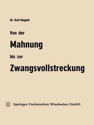 cover image of Von der Mahnung bis zur Zwangsvollstreckung